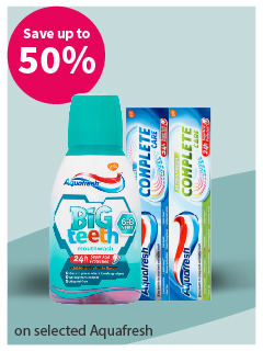Save up to 50% on selected Aquafresh